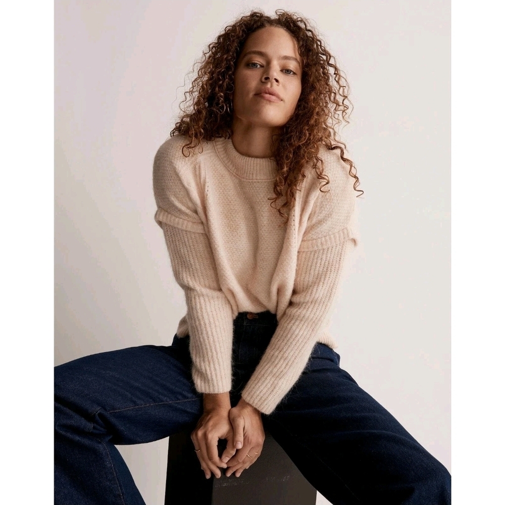 NWT Madewell Cable Knit Havener Pullover Alpaca Wool Blend Sweater Size Medium - Picture 2 of 4